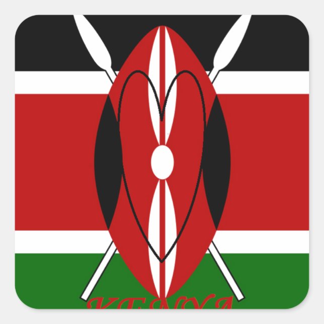 Republik Kenia Nationalflagge Schwarz-Grün Ar Quadratischer Aufkleber (Vorderseite)