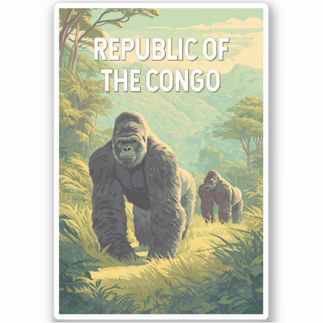 Republik Kongo Illustration Reise Kunst Aufkleber (Vorderseite)