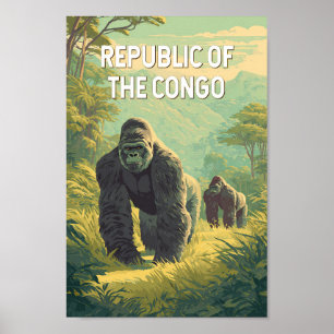 Republik Kongo Illustration Reise Kunst Poster