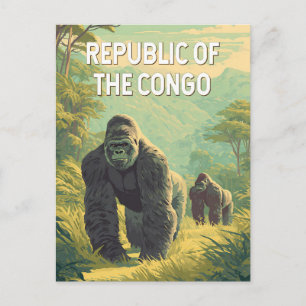 Republik Kongo Illustration Reise Kunst Postkarte