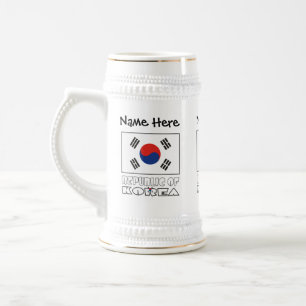 Republik Korea und südkoreanische Flagge Ihr Name Bierglas