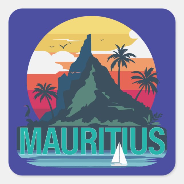 Republik Mauritius Quadratischer Aufkleber (Vorderseite)