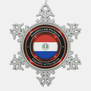Republik Paraguay Schneeflocken Zinn-Ornament