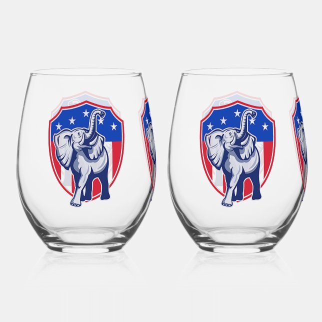 Republikaner Elephant Weinglas Ohne Stiel (Vorderseite)