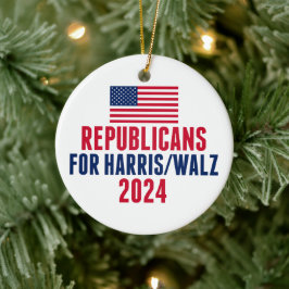 Republikaner für Harris Walz - Amerikanische Weihn Keramik Ornament