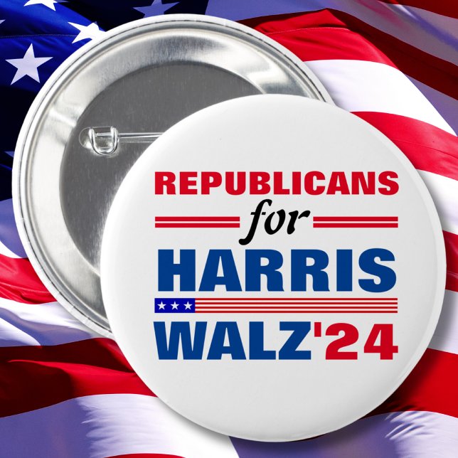 Republikaner für Harris Walz Red Blue Button (Von Creator hochgeladen)