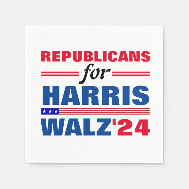 Republikaner für Harris Walz Red Blue Serviette (Vorderseite)