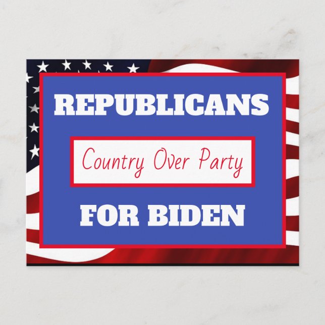 Republikaner für Joe Biden, Land über Party Postkarte (Vorderseite)