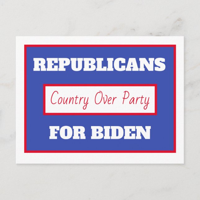 Republikaner für Joe Biden, Land über Party Postkarte (Vorderseite)