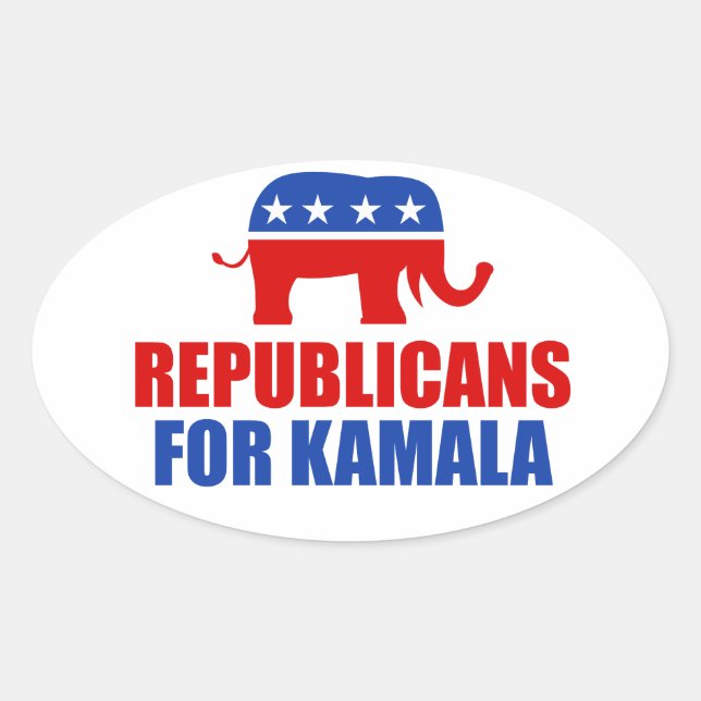 Republikaner für Kamala Harris Elephant Ovaler Aufkleber (Vorderseite)
