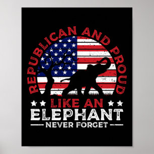 Republikaner Und Stolz Elefant Amerikanische Flagg Poster