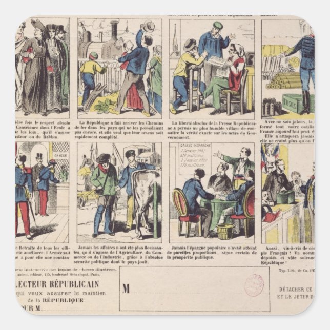 Republikanische Propaganda Quadratischer Aufkleber (Vorderseite)