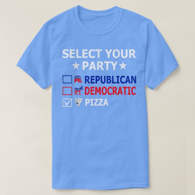 Republikanischer Demokrat Pizza-Party Funny Politi T-Shirt (Design vorne)