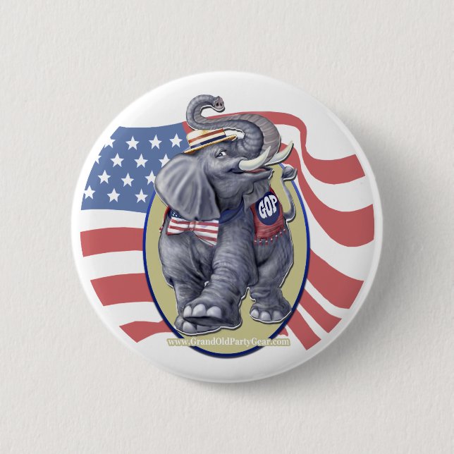 Republikanischer Elefant-Knopf Button (Vorderseite)