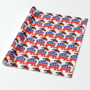 Republikanischer Elefant mit einem Weihnachtshut Geschenkpapier