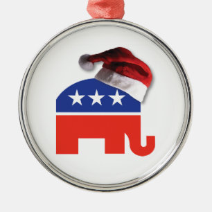 Republikanischer Elefant mit einem Weihnachtshut Ornament Aus Metall