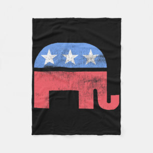 Republikanischer Elefant Retro-Stil Pro-Amerikanis Fleecedecke