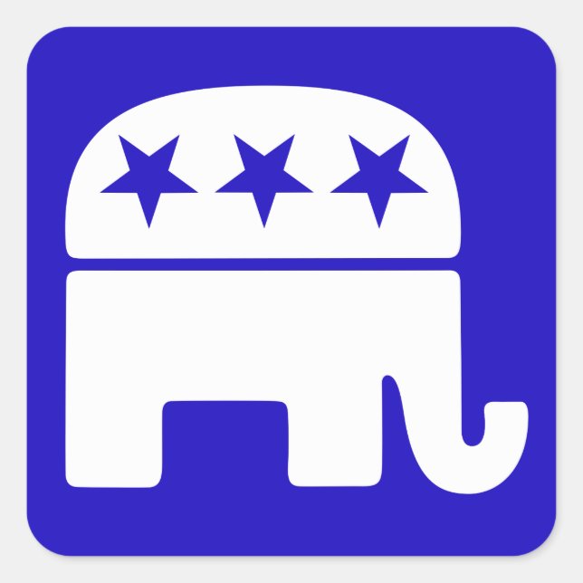 Republikanischer Elephant-Square-Sticker Quadratischer Aufkleber (Vorderseite)
