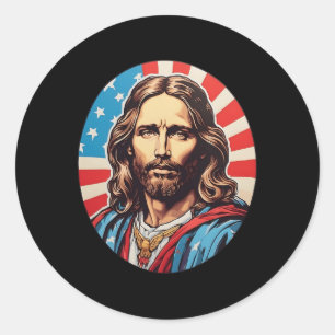Republikanischer Jesus – Fette Pop-Art mit amerika Runder Aufkleber