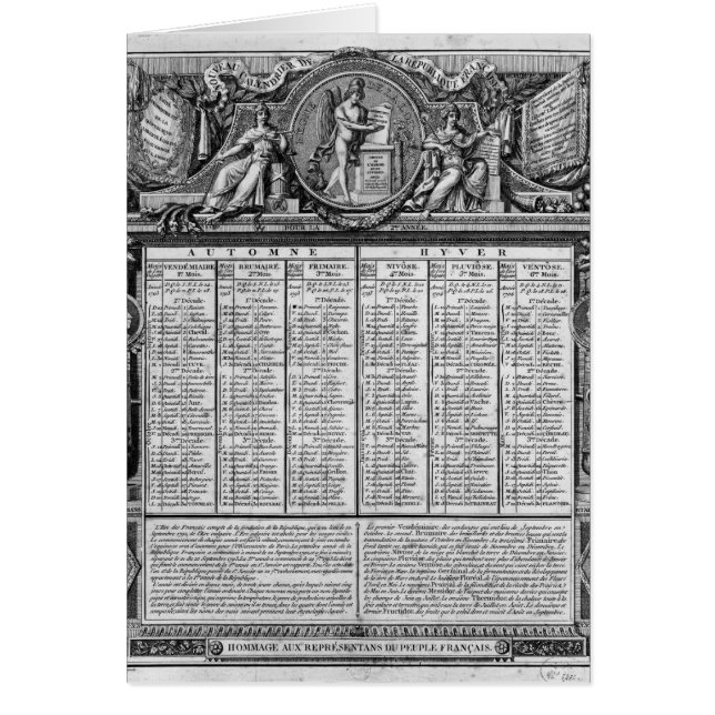 Republikanischer Kalender, am 22. September 1793 (Vorne)
