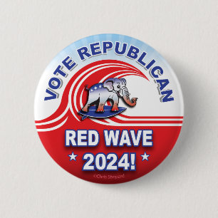 Republikanischer Red Wave 2024 Tsunami Surfing Ele Button