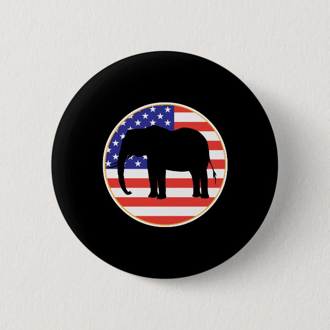 republikanisches Symbol Elefantendesign Button (Vorderseite)