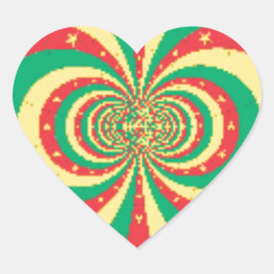 République du Cameroun mit fünf Spitzen-Sternen Herz-Aufkleber