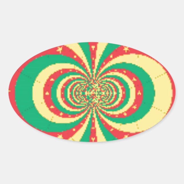 République du Cameroun mit fünf Spitzen-Sternen Ovaler Aufkleber (Vorderseite)