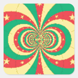 République du Cameroun mit fünf Spitzen-Sternen Quadratischer Aufkleber