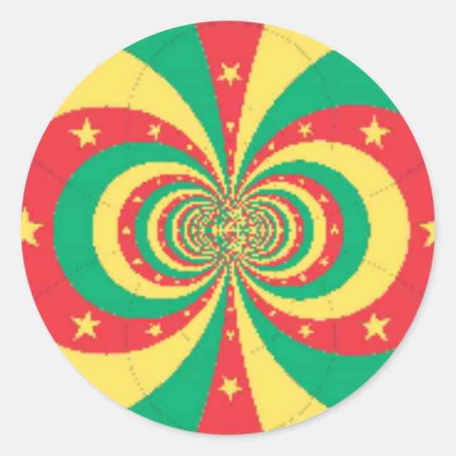 République du Cameroun mit fünf Spitzen-Sternen Runder Aufkleber (Vorderseite)