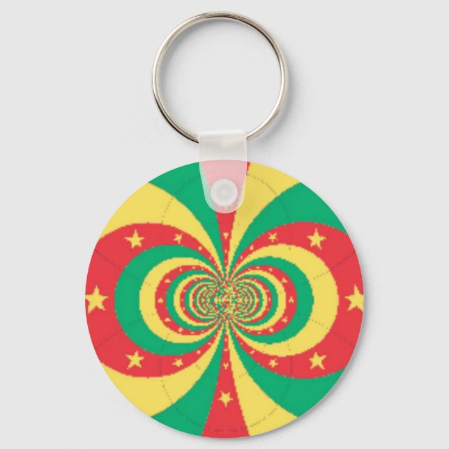 République du Cameroun mit fünf Spitzen-Sternen Schlüsselanhänger (Vorderseite)