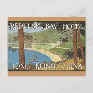 Repulse Bay Hotel Hong Kong, China Deko Label Art Postkarte