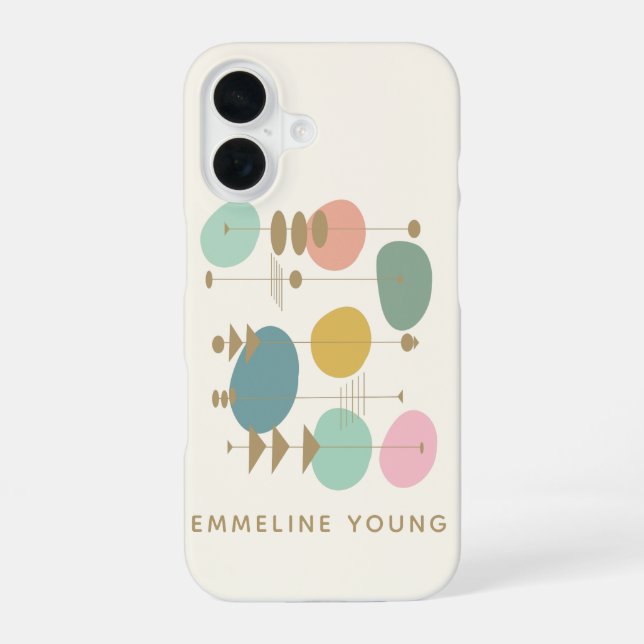 ReRo Atomage Mid Mod Geometric Personalisiert iPhone 16 Hülle (Rückseite)