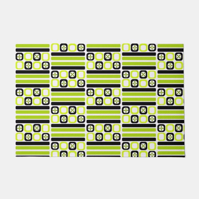 ReRo Atomart Squares Lines Chartreuse Fußmatte (Vorderseite)
