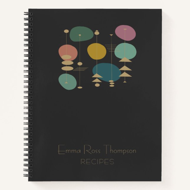 ReRo Atome Age Mitte Jahrhundert Modernes Rezept Notizbuch (Vorderseite)