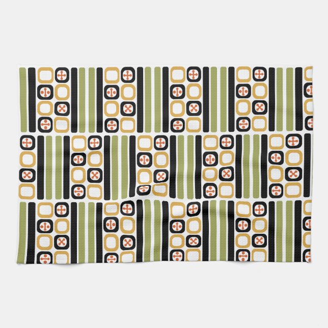 ReRo Atomic Art Squares Linien mehrfarbig Geschirrtuch (Horizontal)