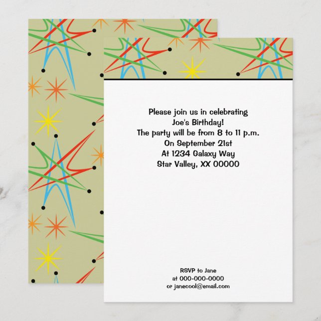 ReRo Atomic Sternexplosion Multicolored Muster Einladung (Vorne/Hinten)