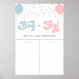 ReRo Groovy Girl oder Boy Baby Gender Voting Sign Poster