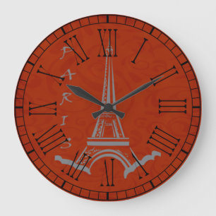 Rerto Blick Paris Frankreich Eiffelturm Große Wanduhr