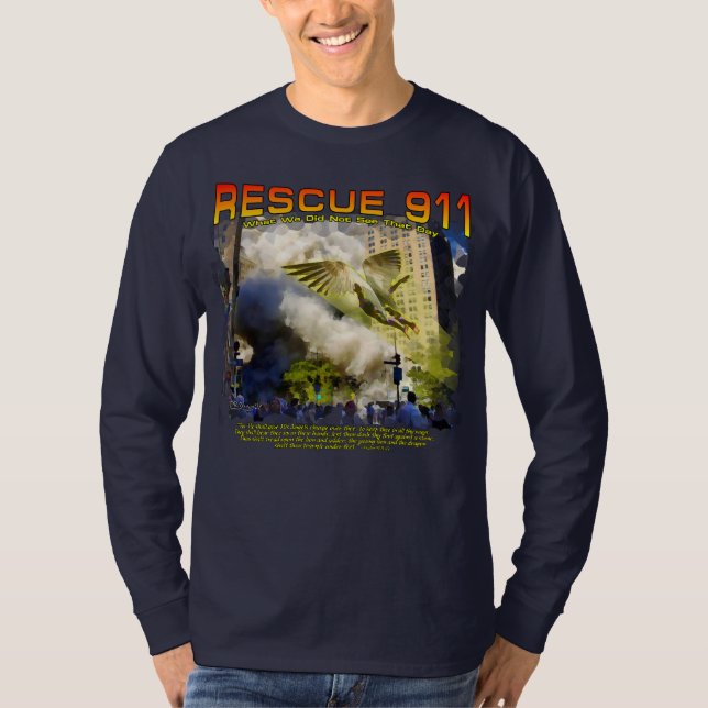 "Rescue 911" zusammengesetzte Aquarellfarbe mit ei T-Shirt (Vorderseite)