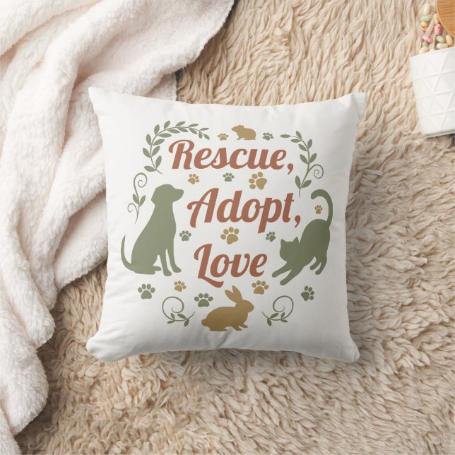 Rescue, Adopt, Love Kissen (Decke)