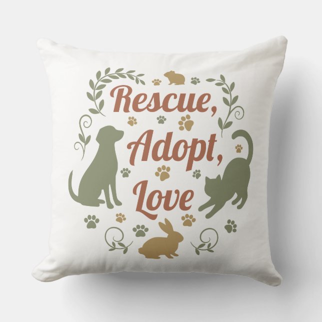 Rescue, Adopt, Love Kissen (Vorderseite)