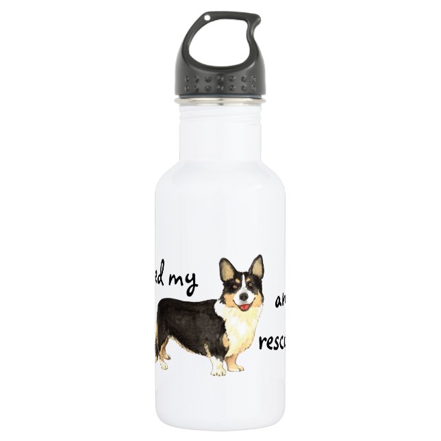Rescue Cardigan Welsh Corgi Edelstahlflasche (Vorderseite)