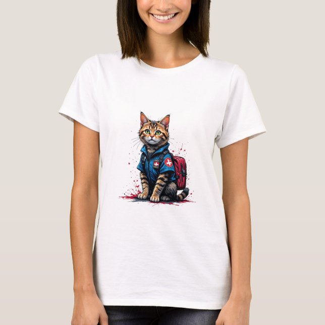Rescue Cat T - Shirt - heroische medizinische Katz (Vorderseite)