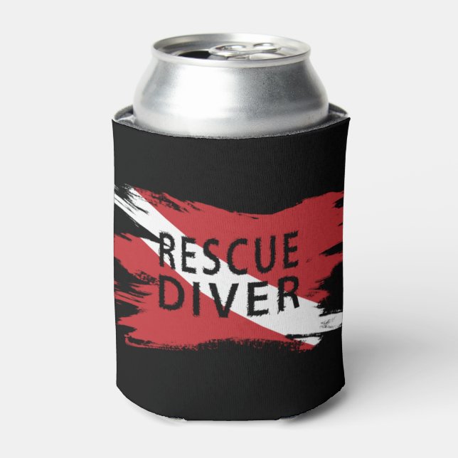Rescue Diver, Taucherhinweis, Scuba-Flagge Dosenkühler (Kanne Vorderseite)