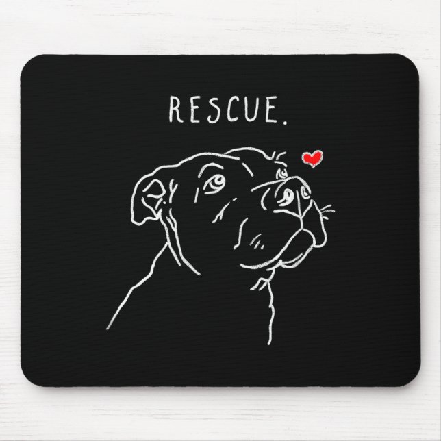 Rescue Dog, Tbull Drawing, Rescue Mom, Adopt Don't Mousepad (Vorne)