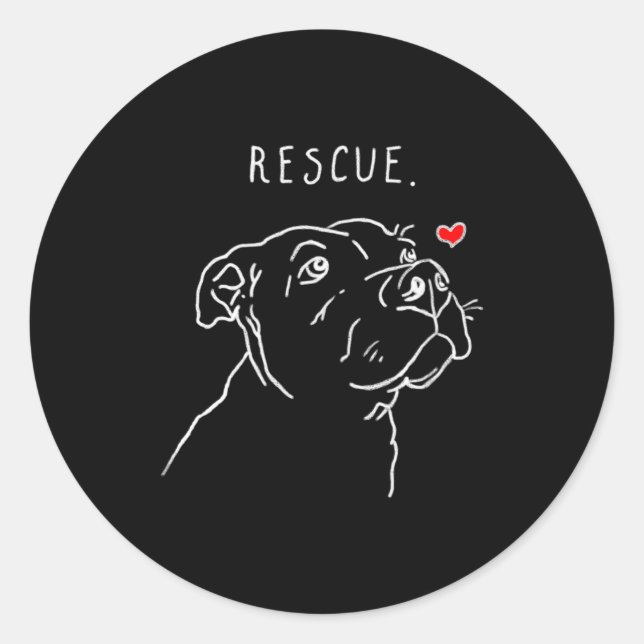 Rescue Dog Tbull Drawing Rescue Mom Adopt Dont  Runder Aufkleber (Vorderseite)