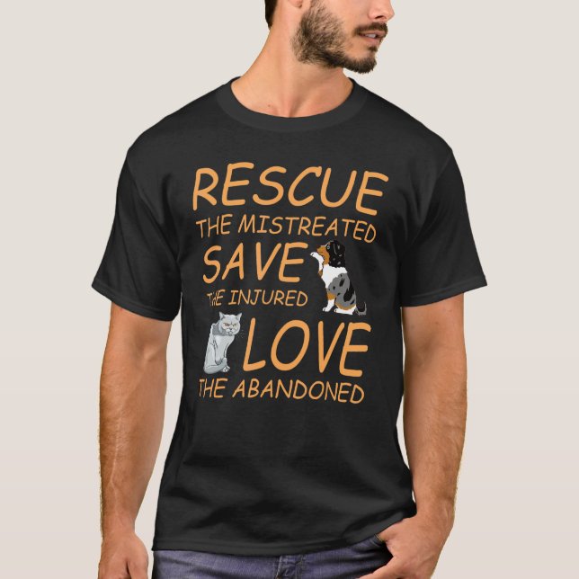 Rescue Gerettet Liebe Süße Tier Rescue Dog Katze T-Shirt (Vorderseite)