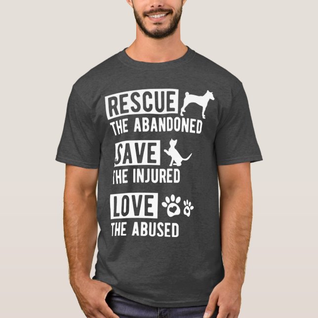 Rescue Gerettet Liebe Tierheim Adoptier Hunde Katz T-Shirt (Vorderseite)