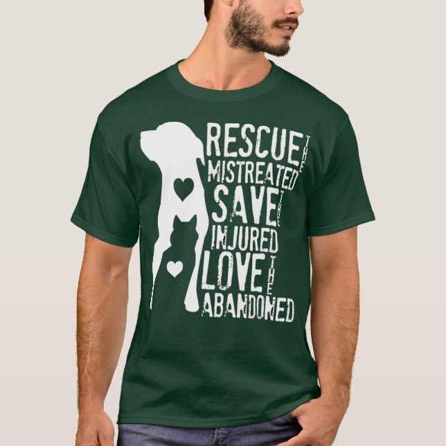 Rescue Gerettet Liebe Tierrettung Hund Lover Katze T-Shirt (Vorderseite)